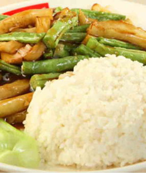 豆角烧茄子盖饭